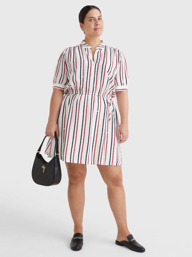 Női Tommy Hilfiger Curve Dot Shirtdress Dresses Fehér Színes | HU 53SGL